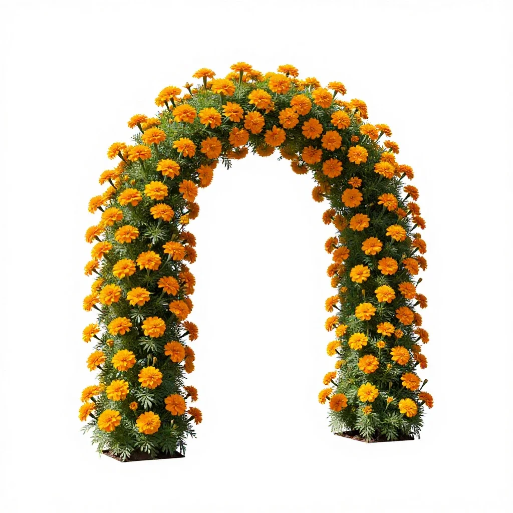 Marigold arch isolated on a white background