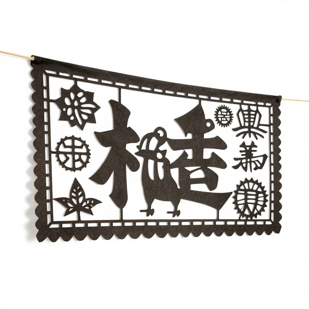 Papel picado banner isolated on a white background