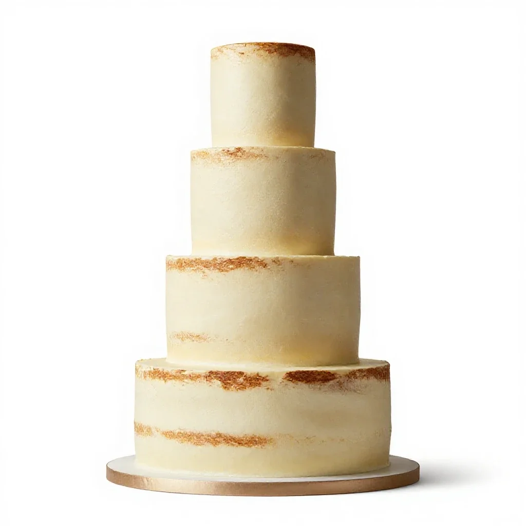 Tiered wedding cake isolated on a white background
