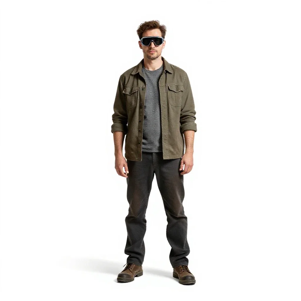 Clockwork tinkerer with goggles isolated on a white background