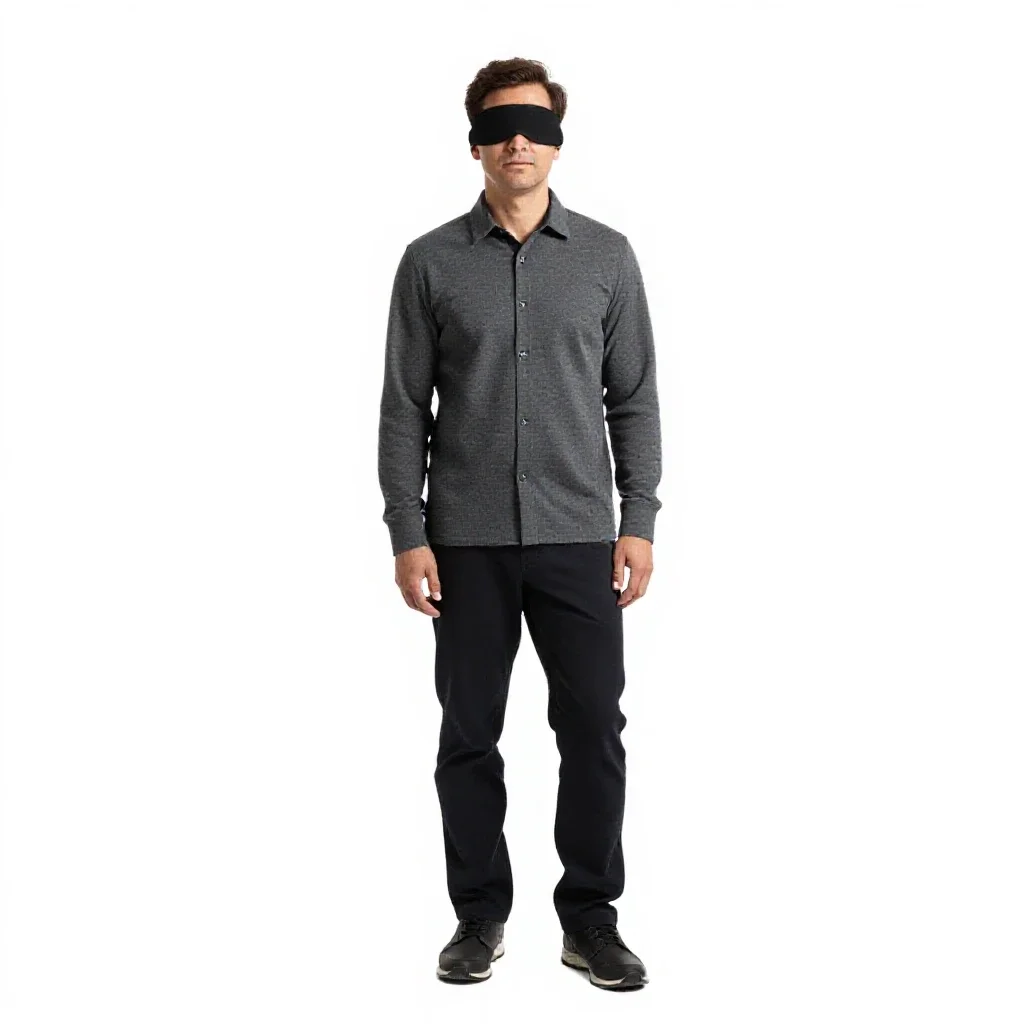 Oracle with blindfolded eyes isolated on a white background