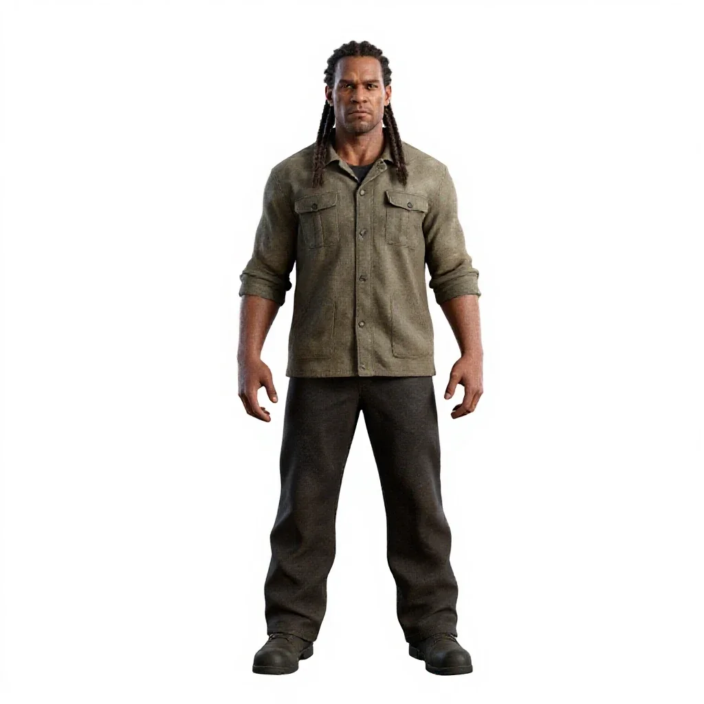 Orc chieftain with braided hair isolated on a white background