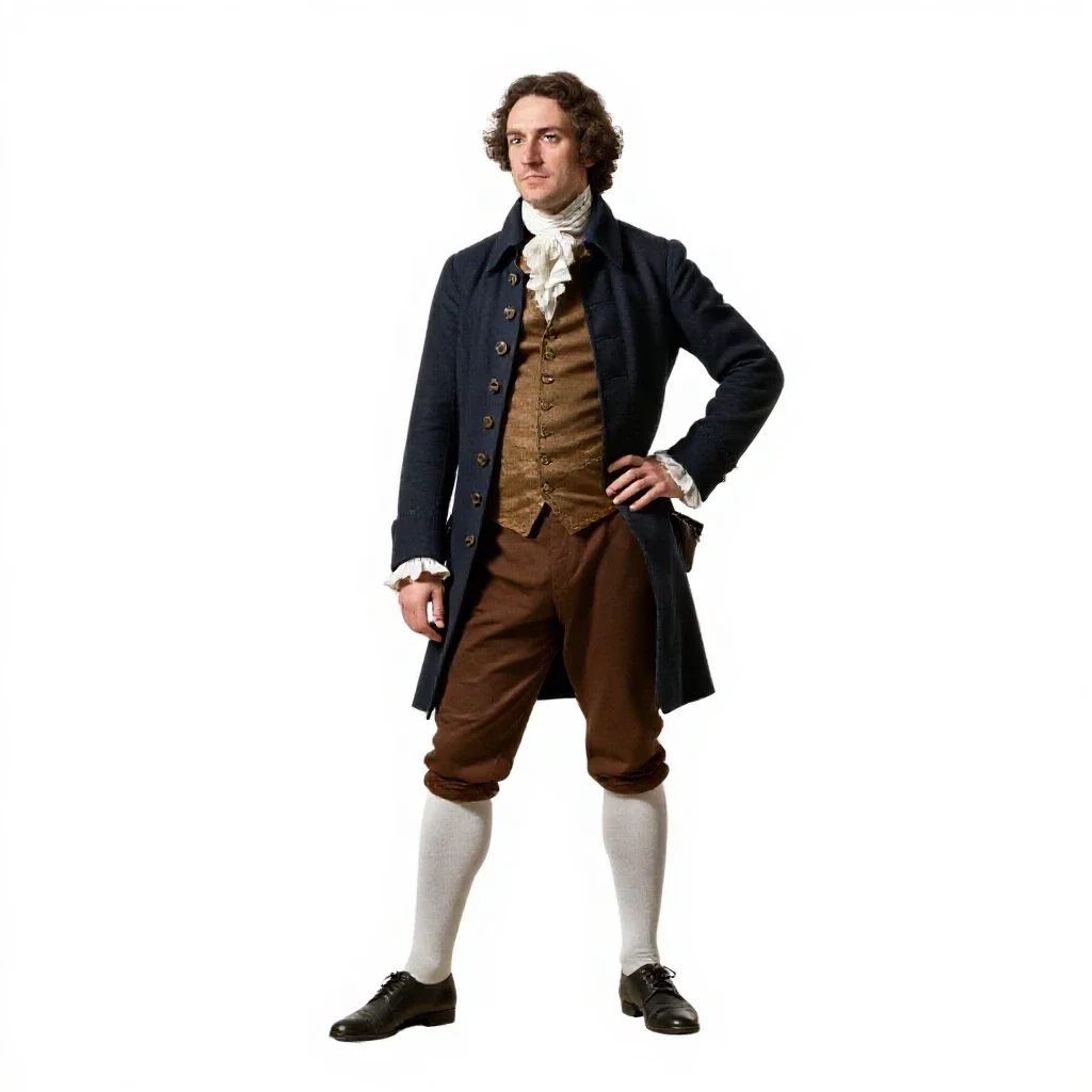 Colonial cartographer isolated on a white background