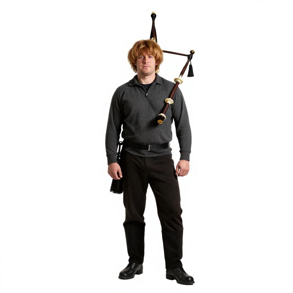 Highland piper isolated on a white background