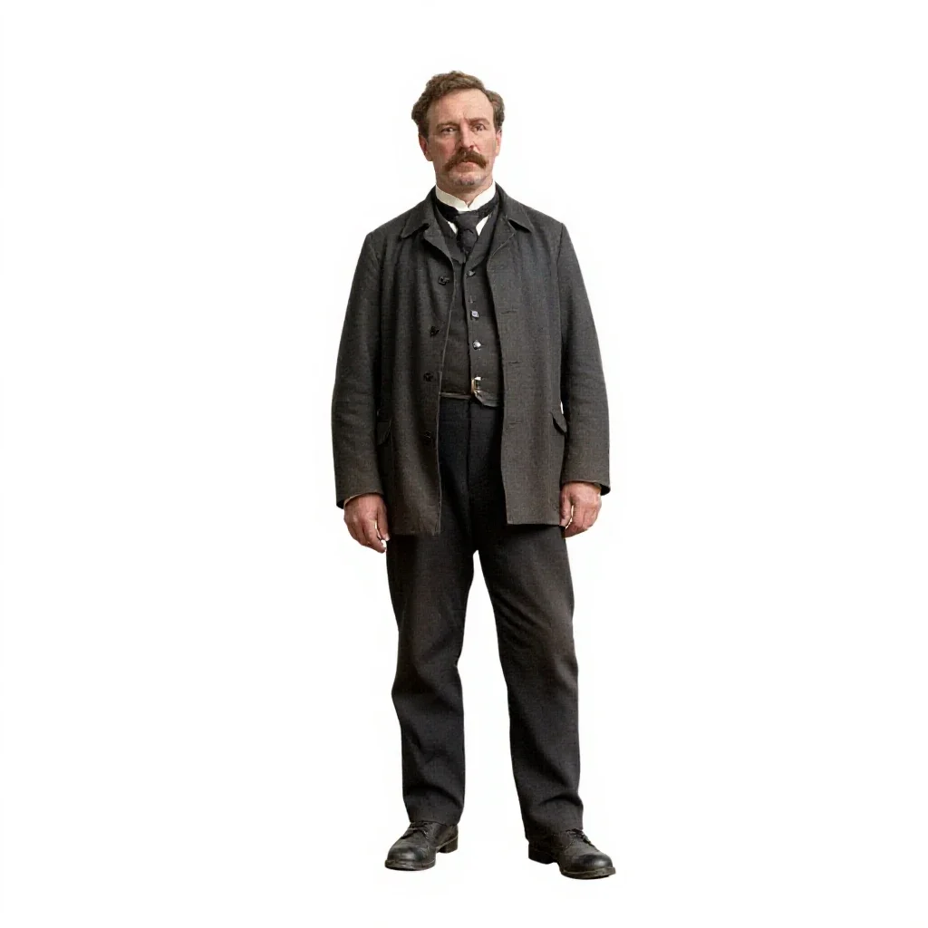 Lighthouse keeper of 1890 isolated on a white background
