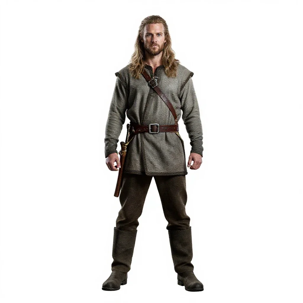 Norse seafarer with a rope isolated on a white background