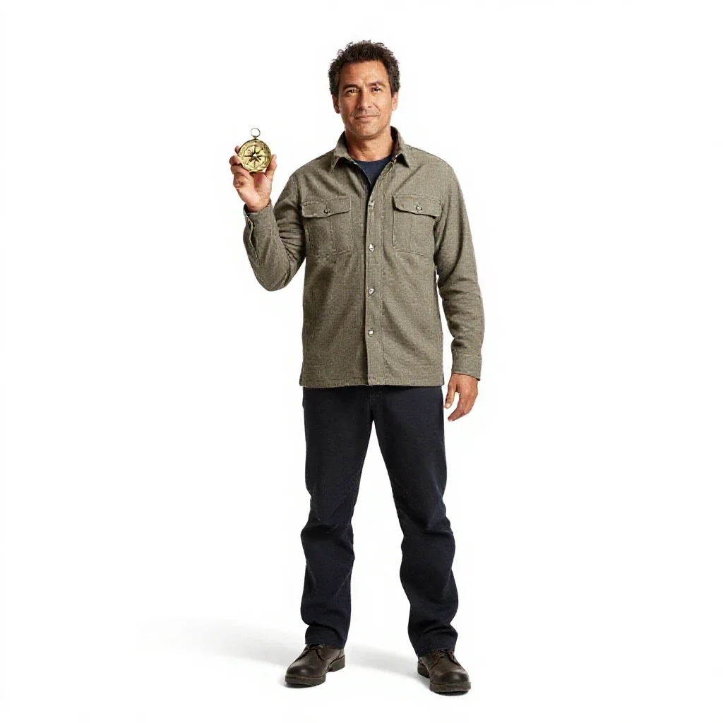 Pacific navigator with a star compass isolated on a white background