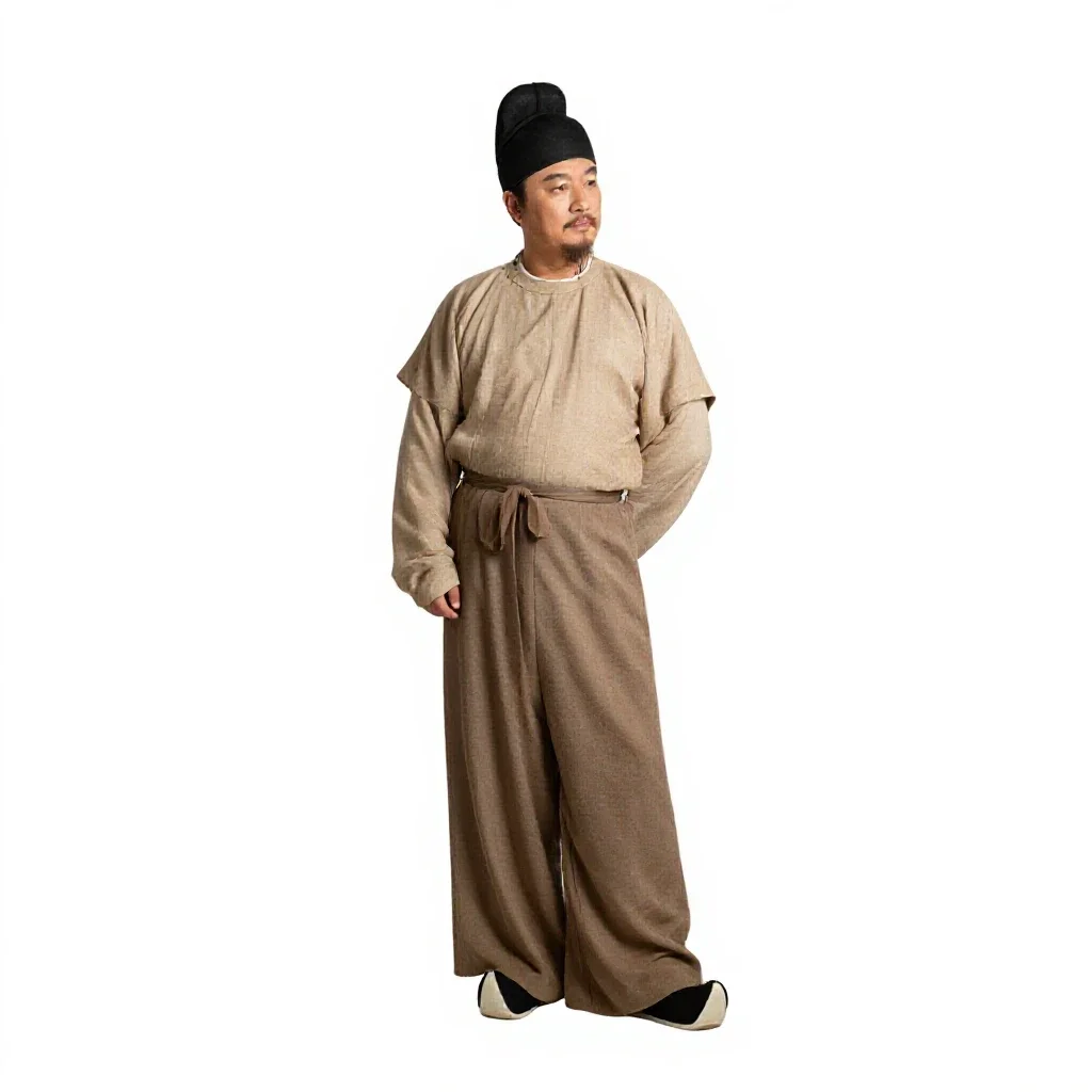 Tang dynasty court musician isolated on a white background