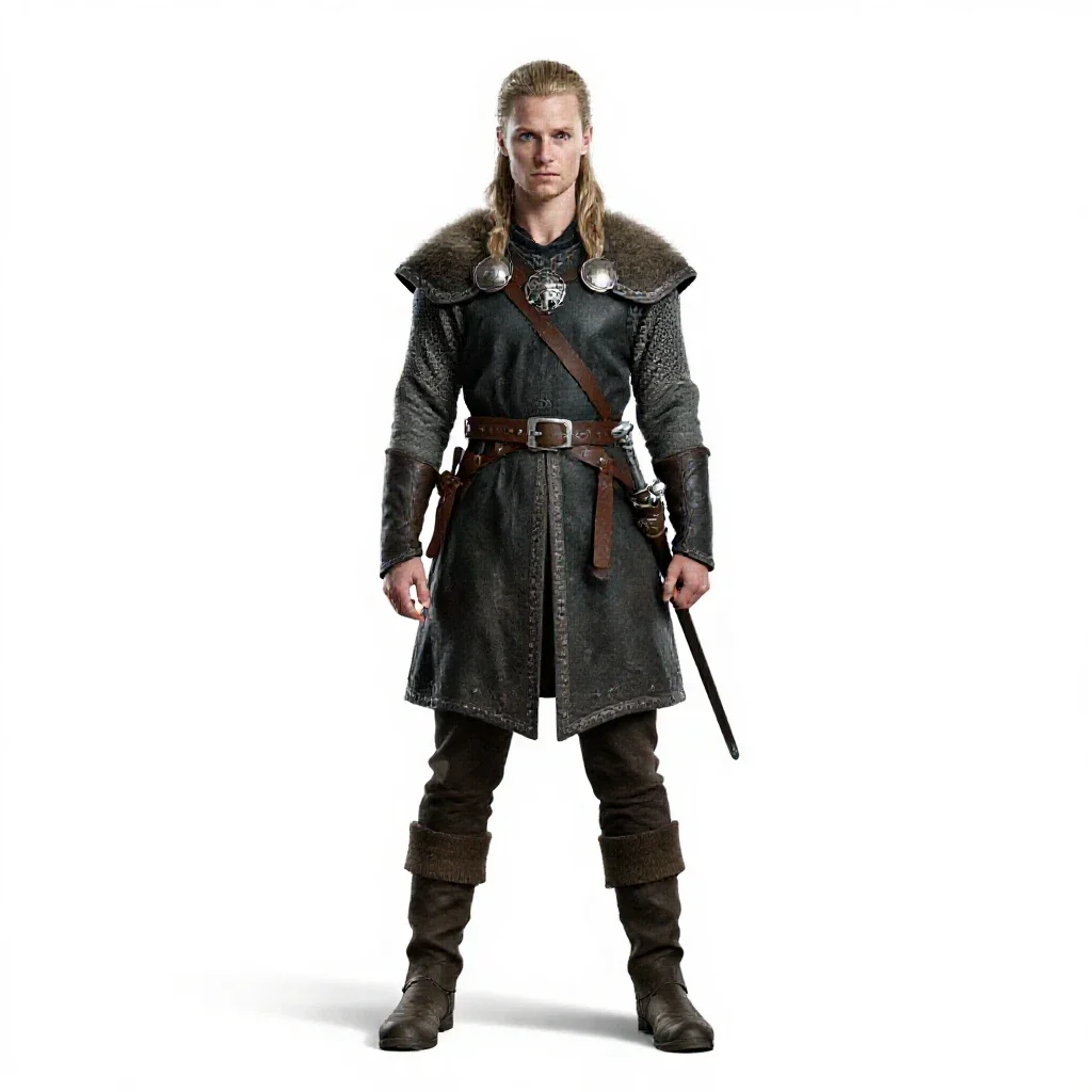 Viking shieldmaiden isolated on a white background