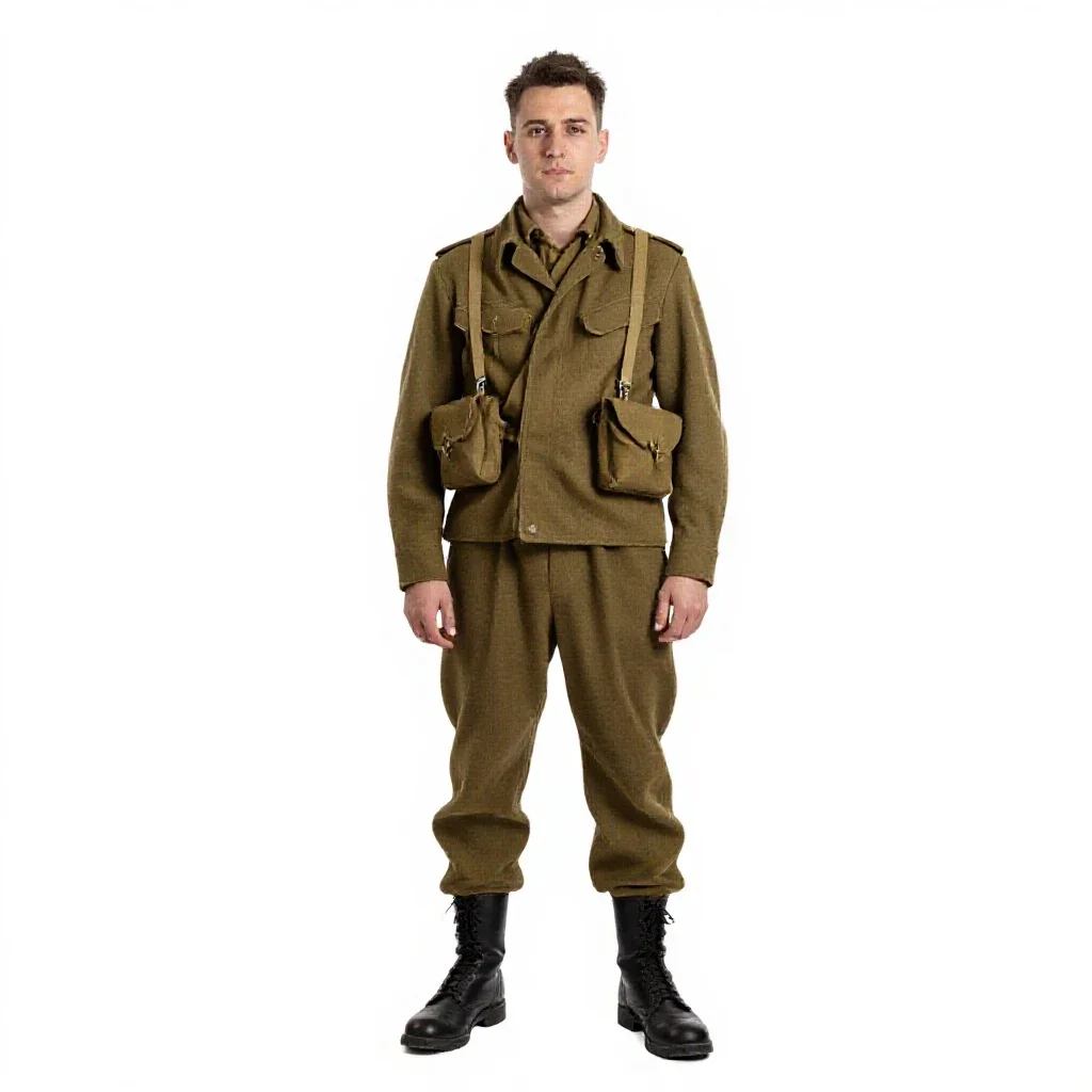 Wartime radio operator isolated on a white background