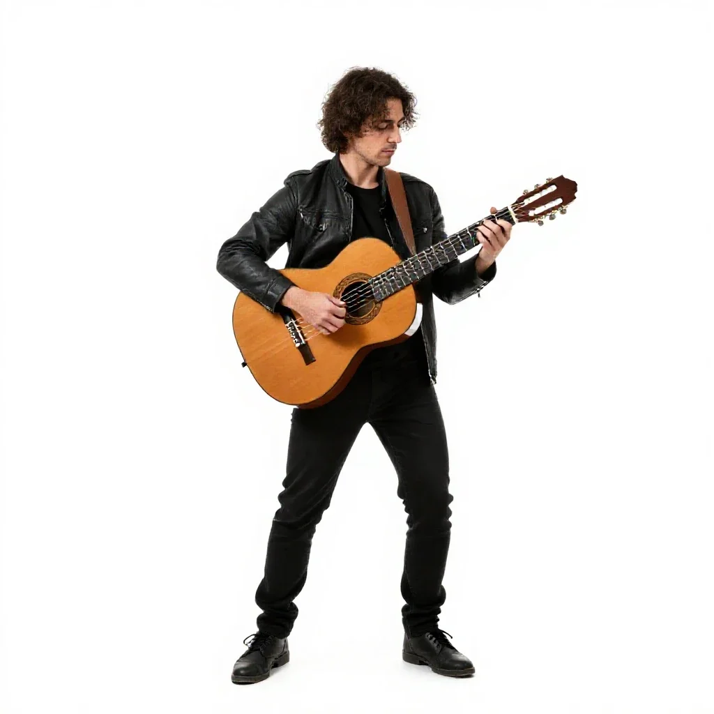 Flamenco guitarist isolated on a white background