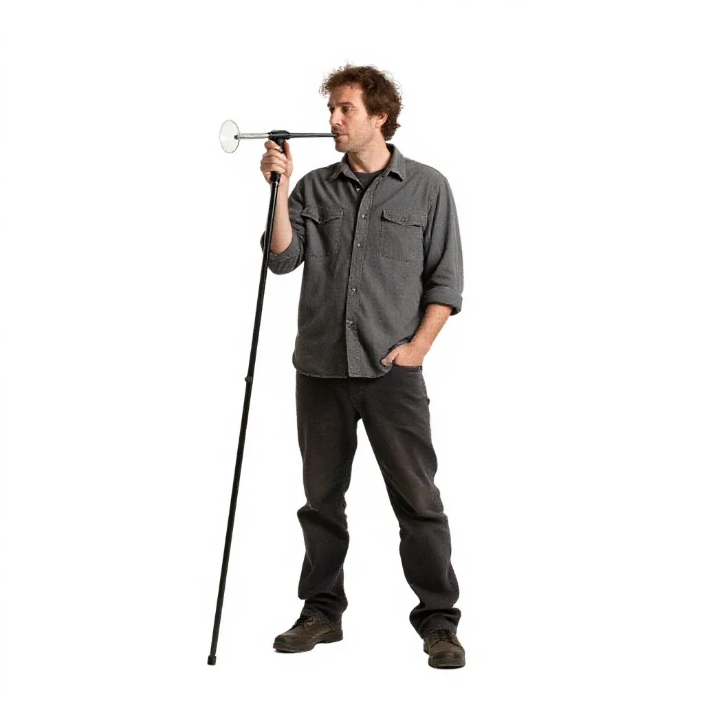 Glassblower with a blowpipe isolated on a white background