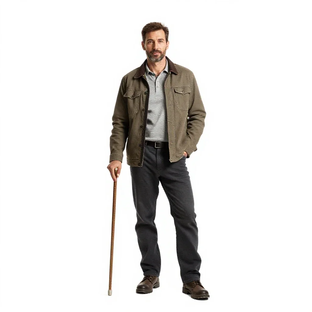 Shepherd with a crook isolated on a white background