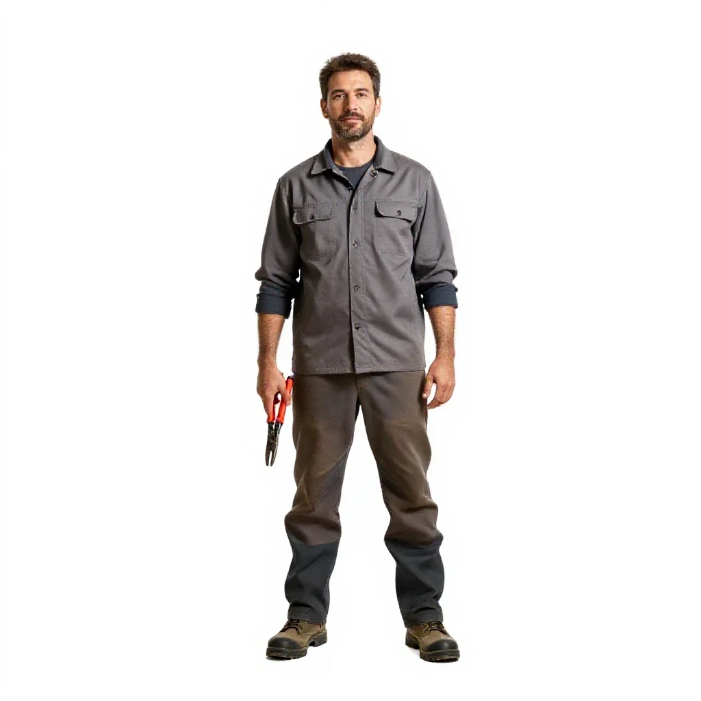 Vineyard worker with secateurs isolated on a white background