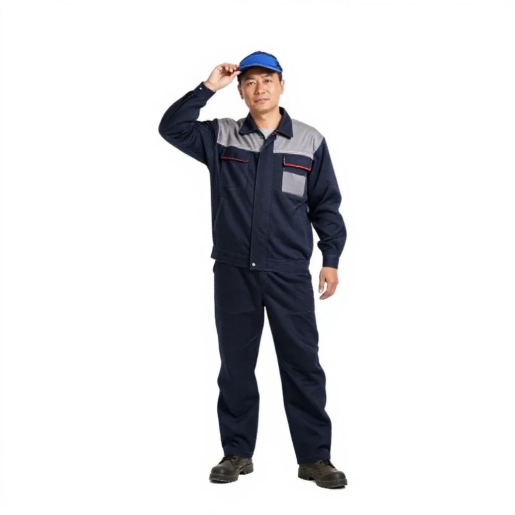 Welder lifting a visor isolated on a white background