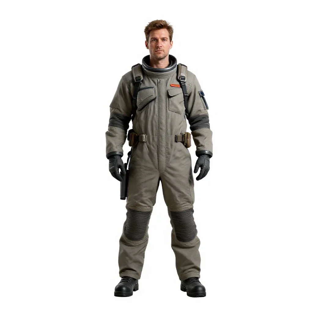 Asteroid miner in a hardsuit isolated on a white background