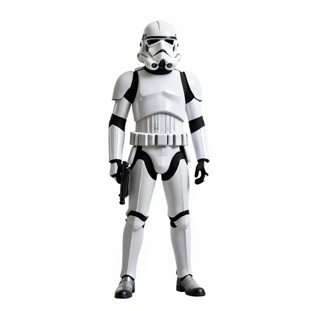 Clone trooper without a helmet isolated on a white background