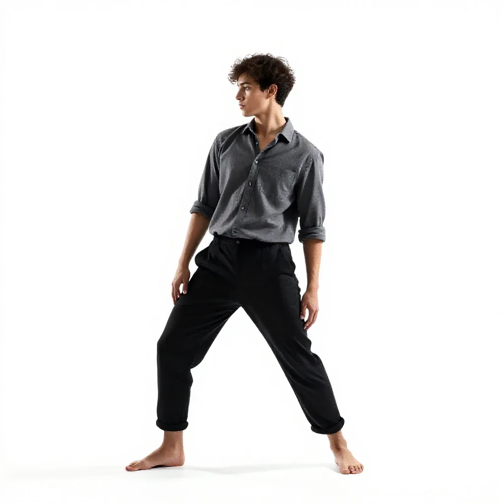Low-gravity dancer isolated on a white background