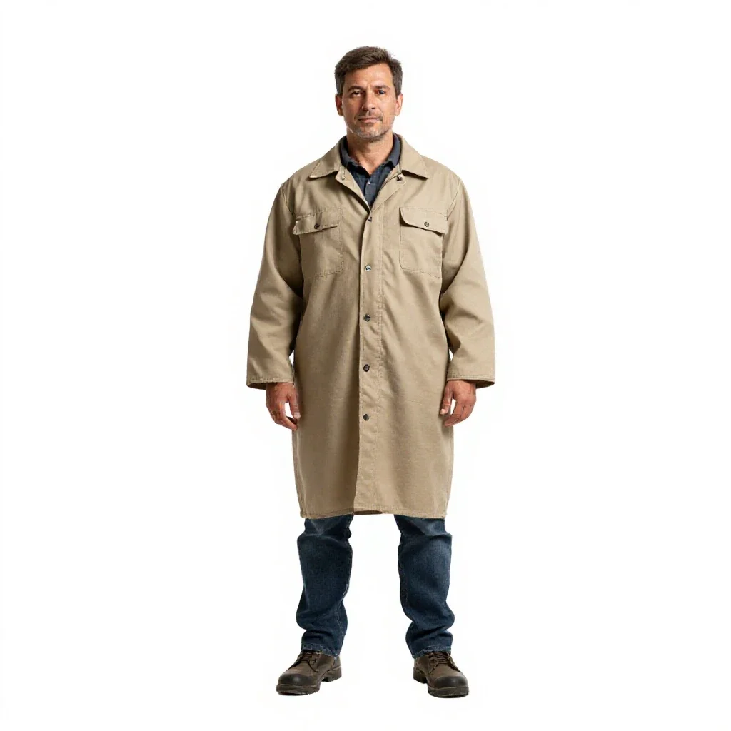 Off-world farmer in a sun cloak isolated on a white background