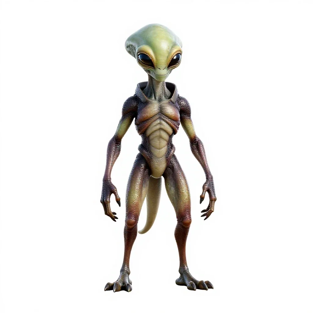 Chitinous alien scout isolated on a white background