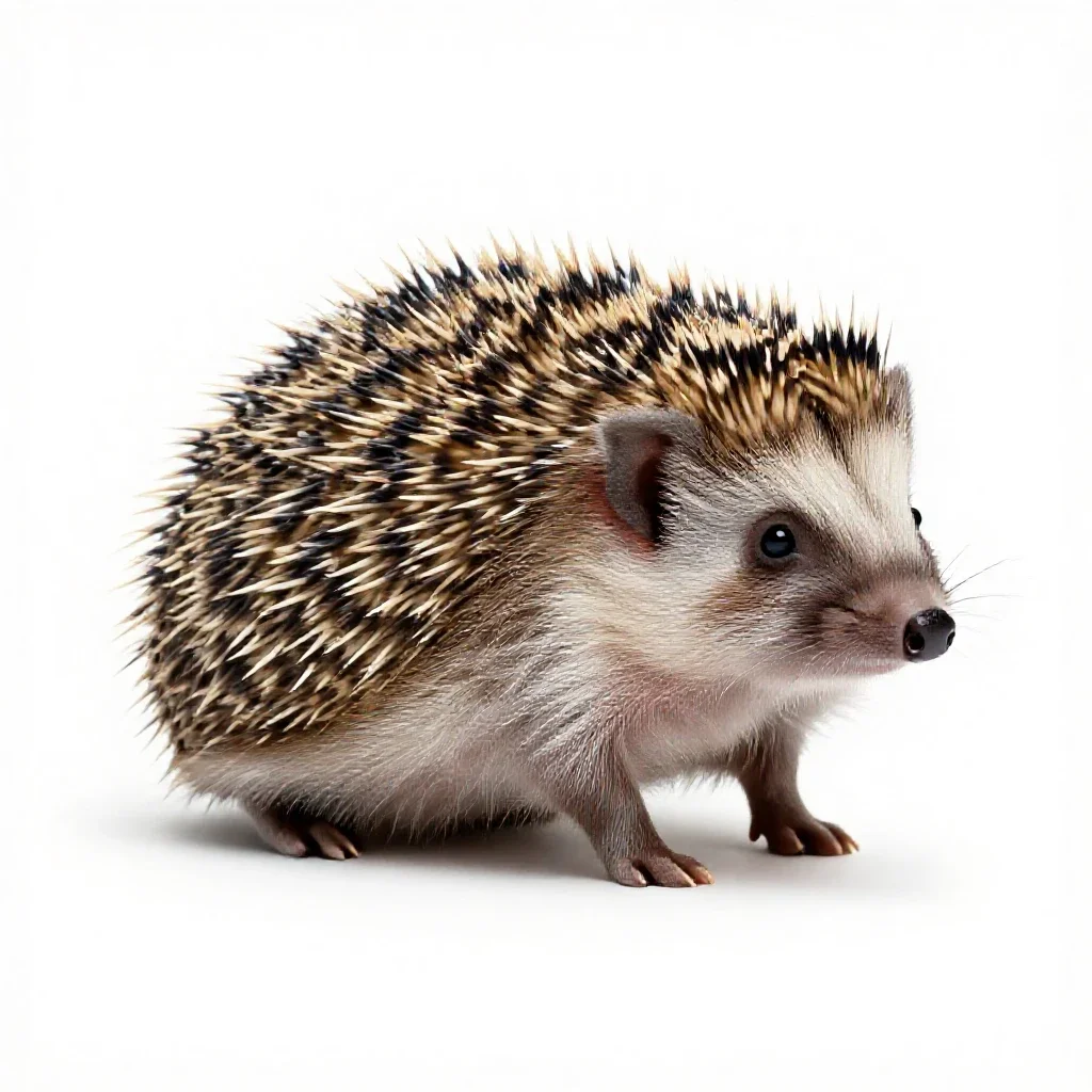 Hedgehog curled up isolated on a white background