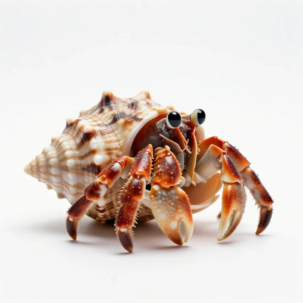 Hermit crab in a shell isolated on a white background