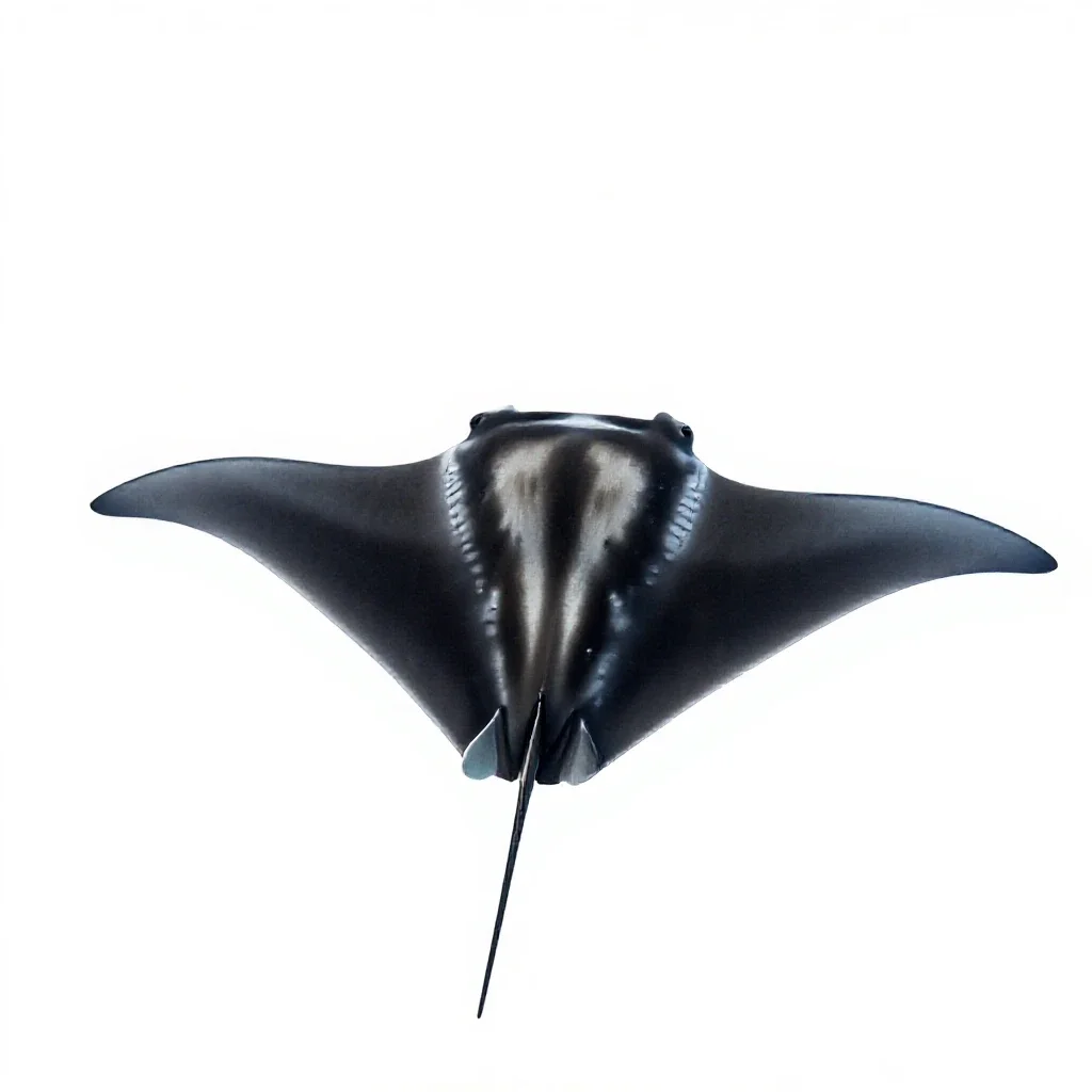 Manta ray gliding isolated on a white background