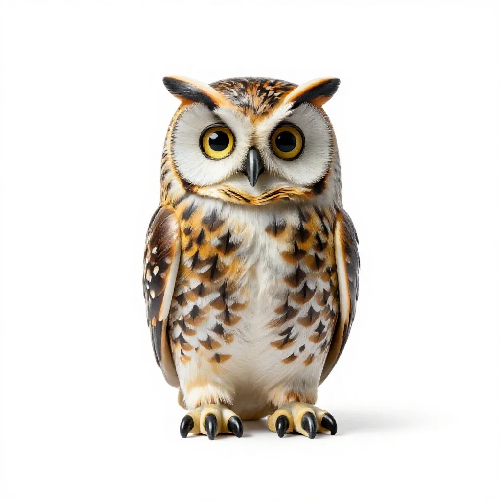 Mechanical owl automaton isolated on a white background