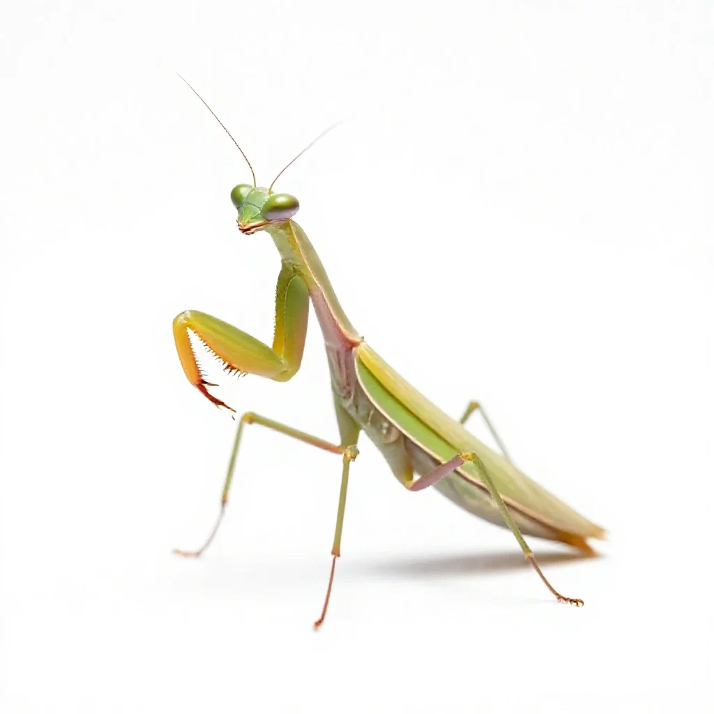 Praying mantis isolated on a white background