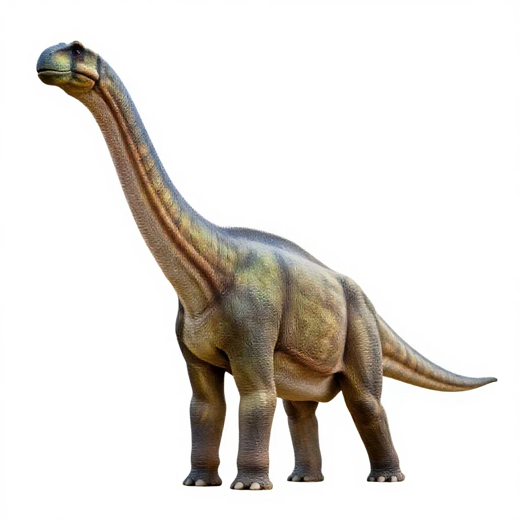 Brachiosaurus reaching upward isolated on a white background