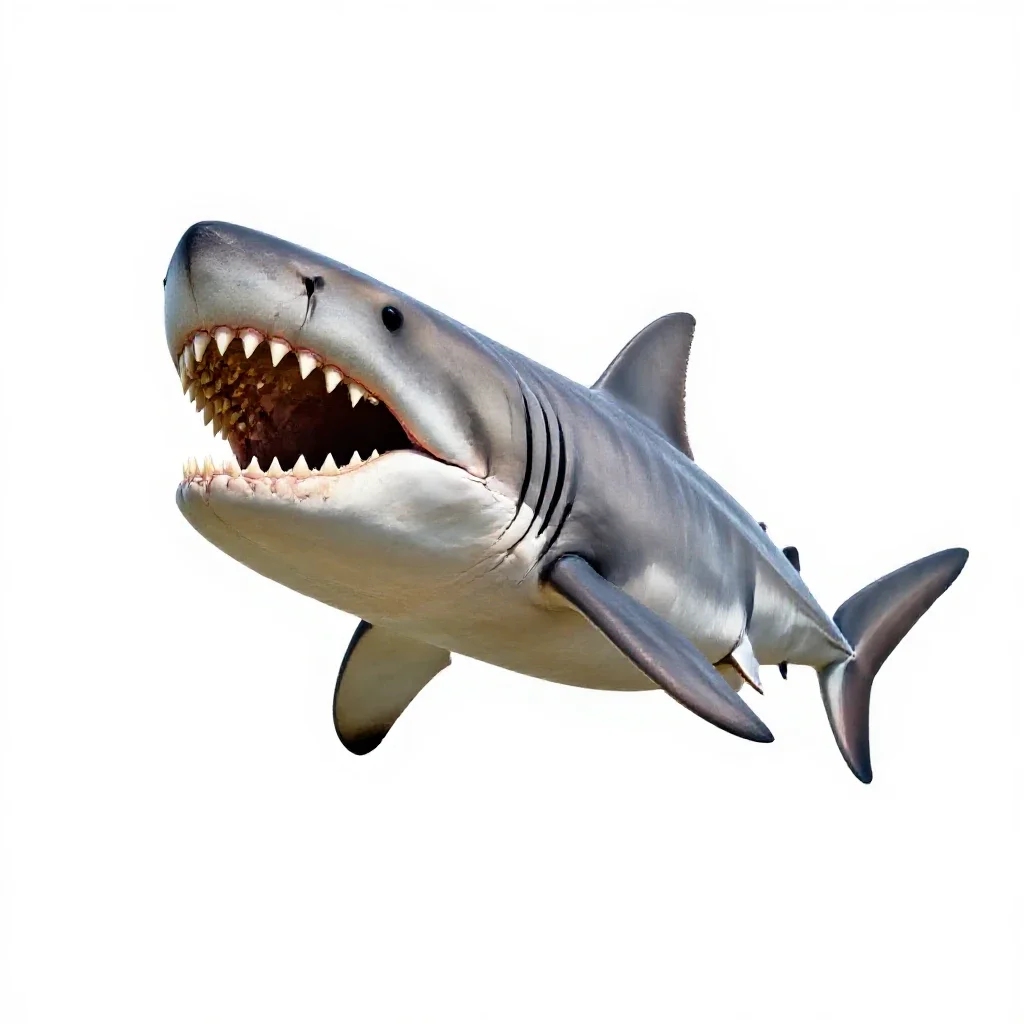 Megalodon jaw isolated on a white background