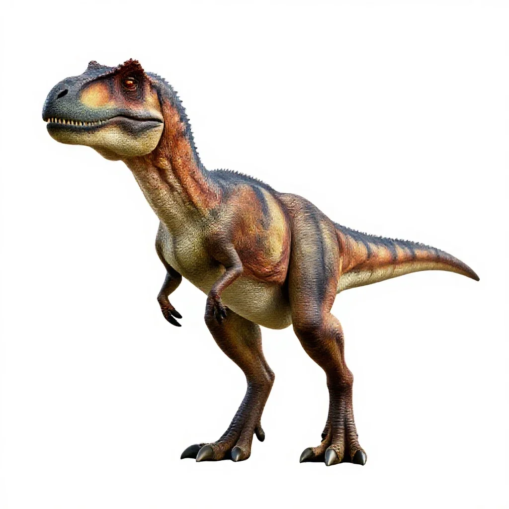 Velociraptor with feathers isolated on a white background