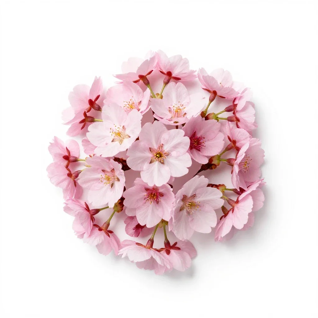 Cherry blossom cluster isolated on a white background