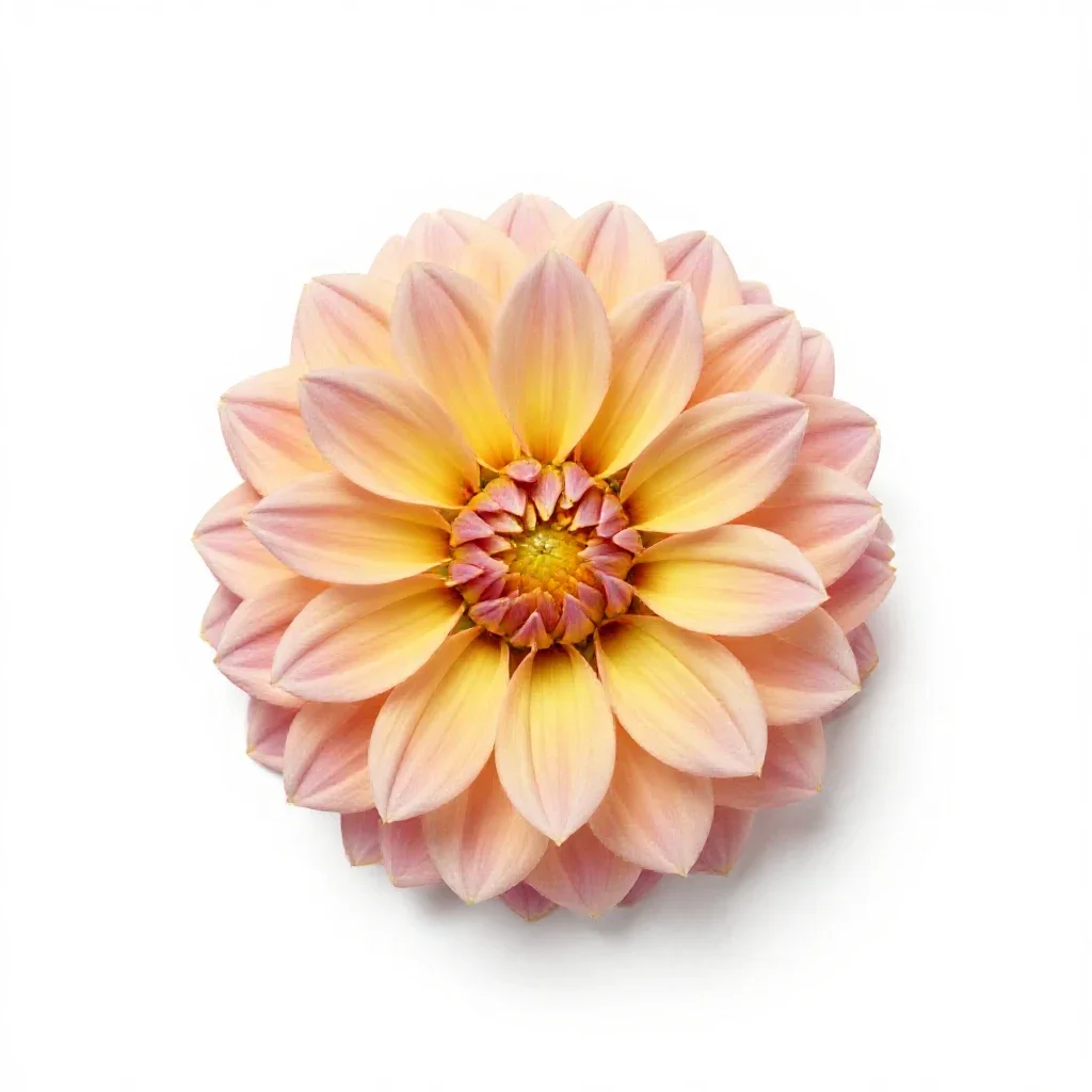 Dahlia with tight petals isolated on a white background