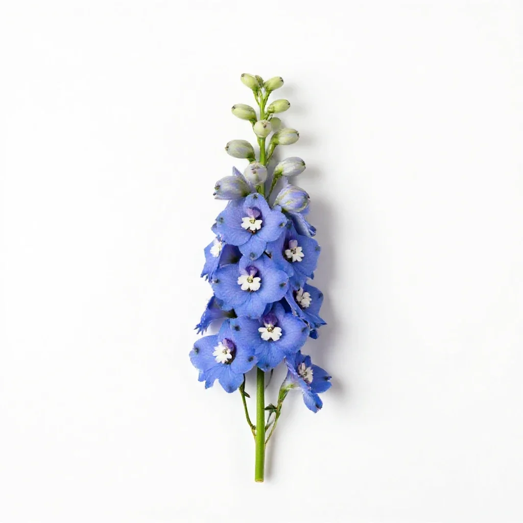Delphinium stem isolated on a white background