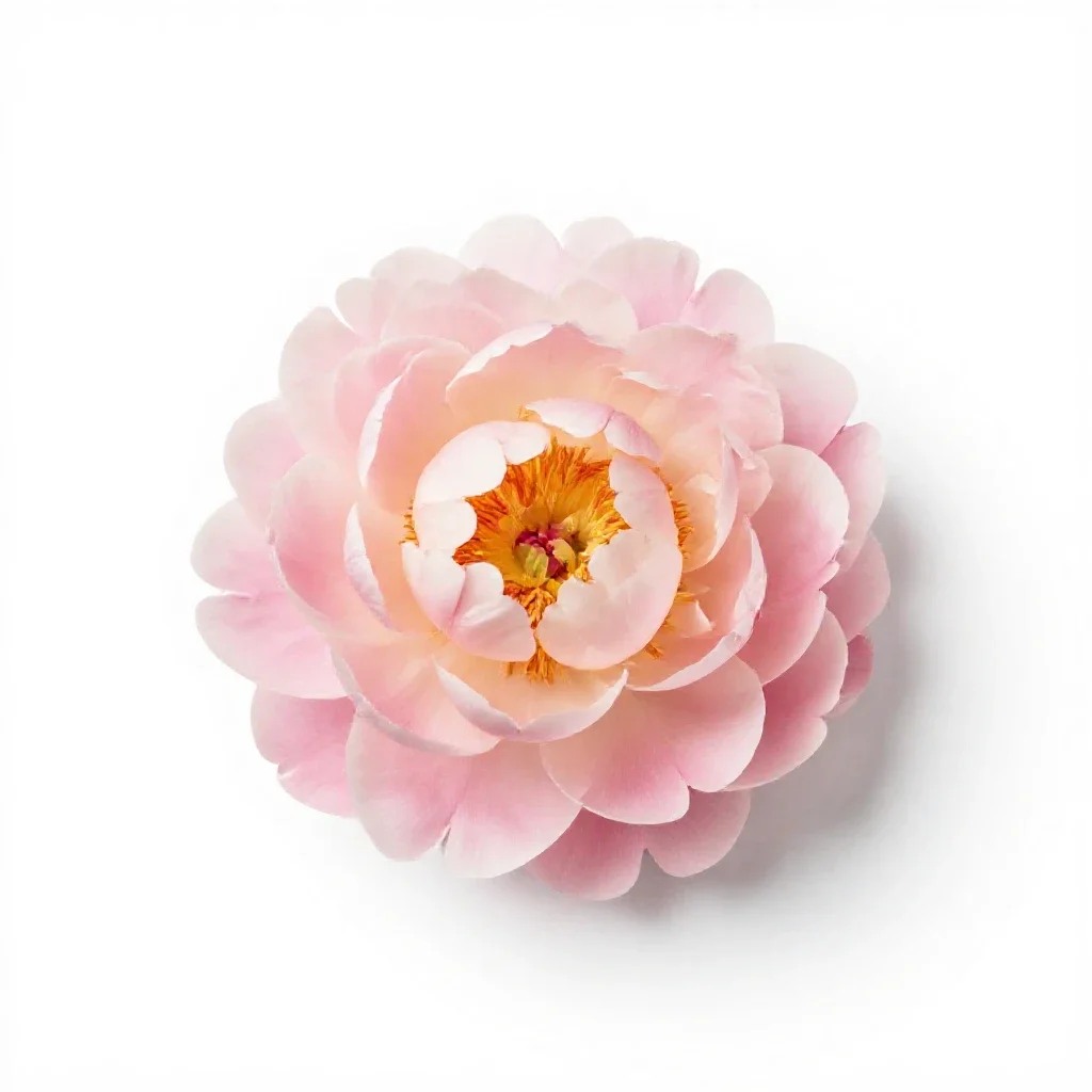 Peony opening isolated on a white background
