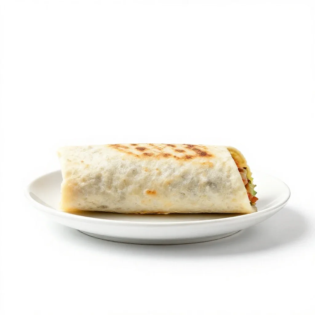 Burrito cut in half isolated on a white background