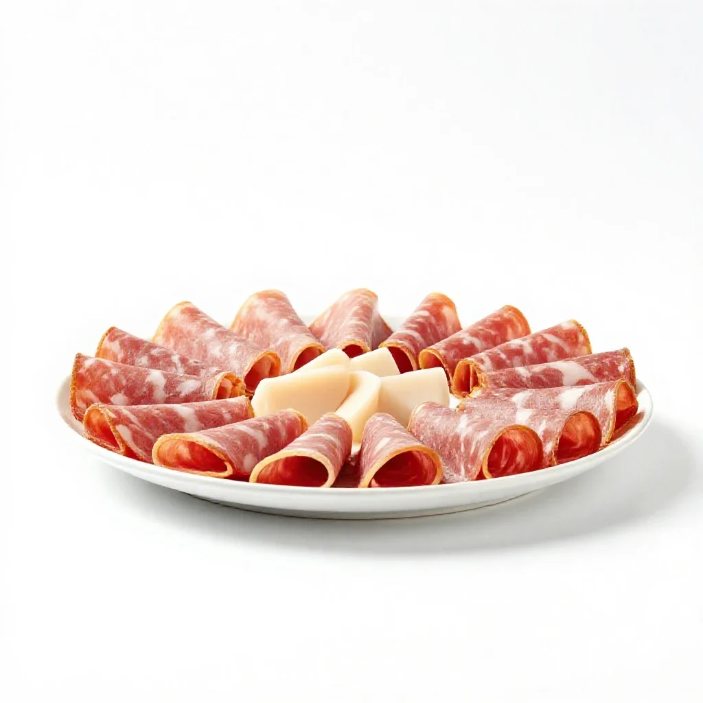 Charcuterie selection isolated on a white background