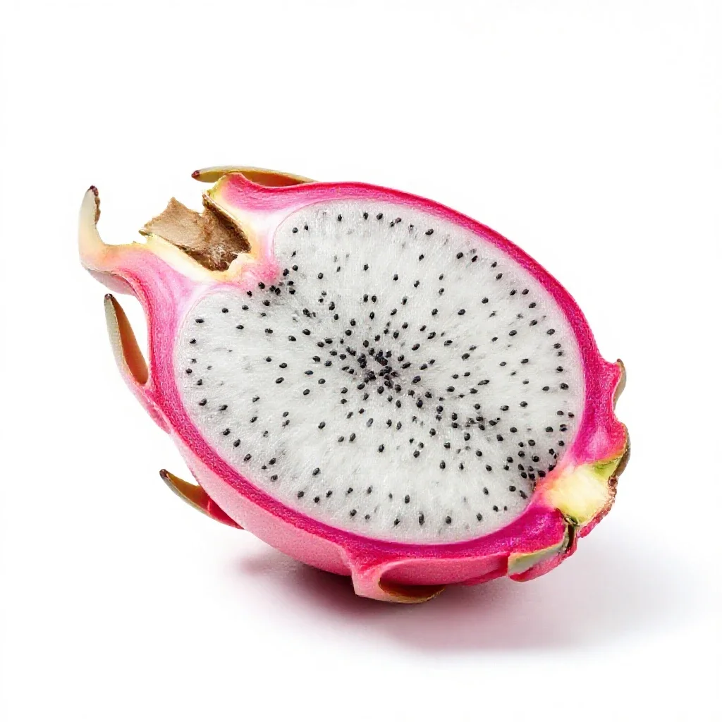 Dragon fruit halved isolated on a white background