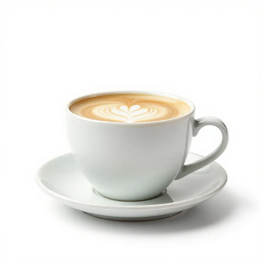 Flat white in a ceramic cup isolated on a white background