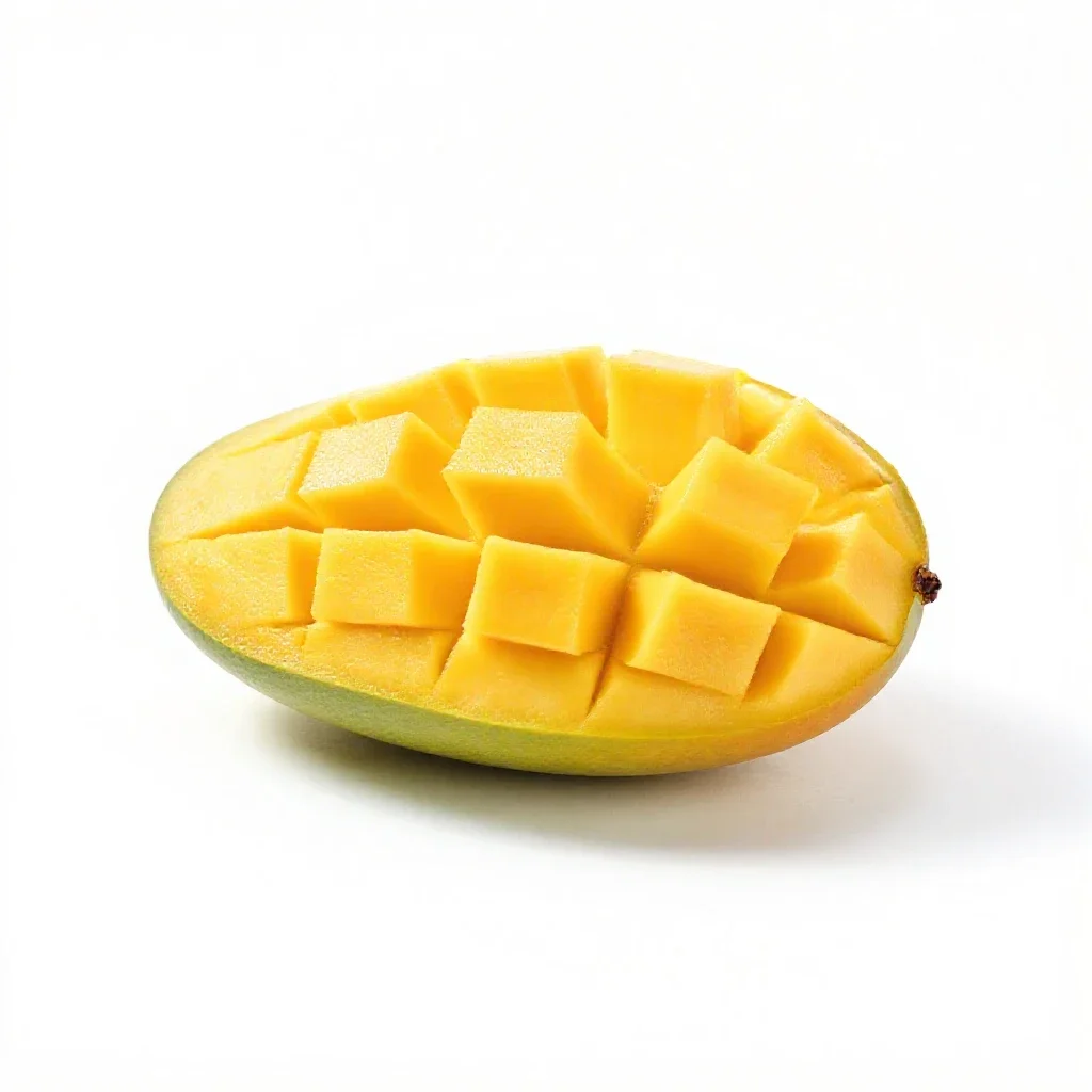 Mango sliced open isolated on a white background