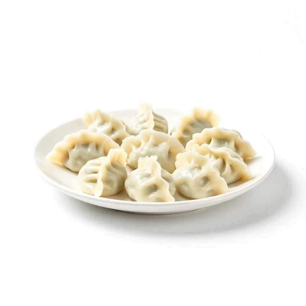 Plate of dumplings isolated on a white background