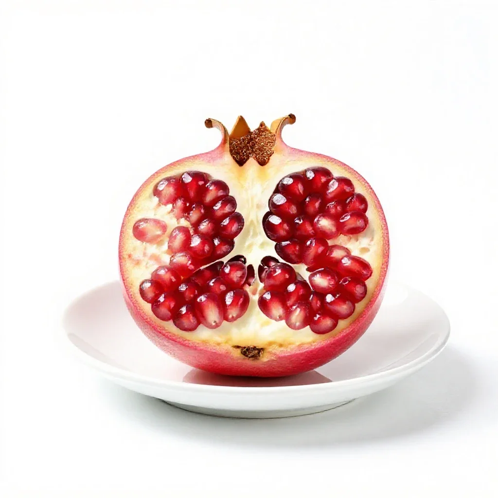 Pomegranate halved isolated on a white background