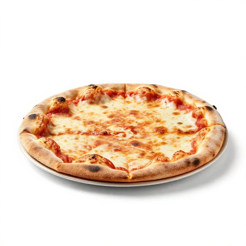 Wood-fired pizza isolated on a white background