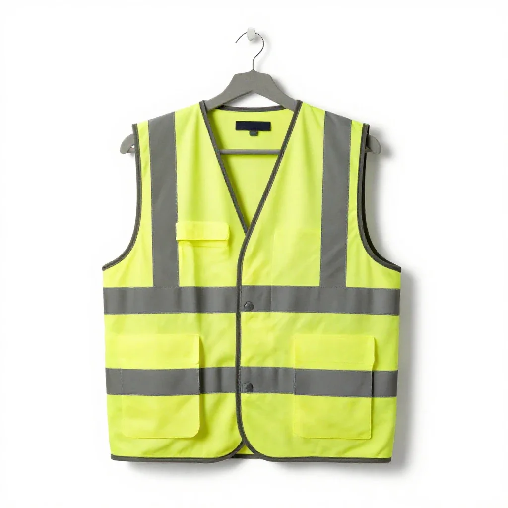 Hi-vis vest on a hook isolated on a white background