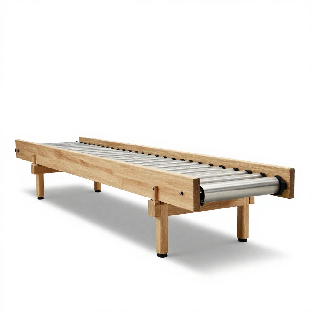 Roller conveyor section isolated on a white background