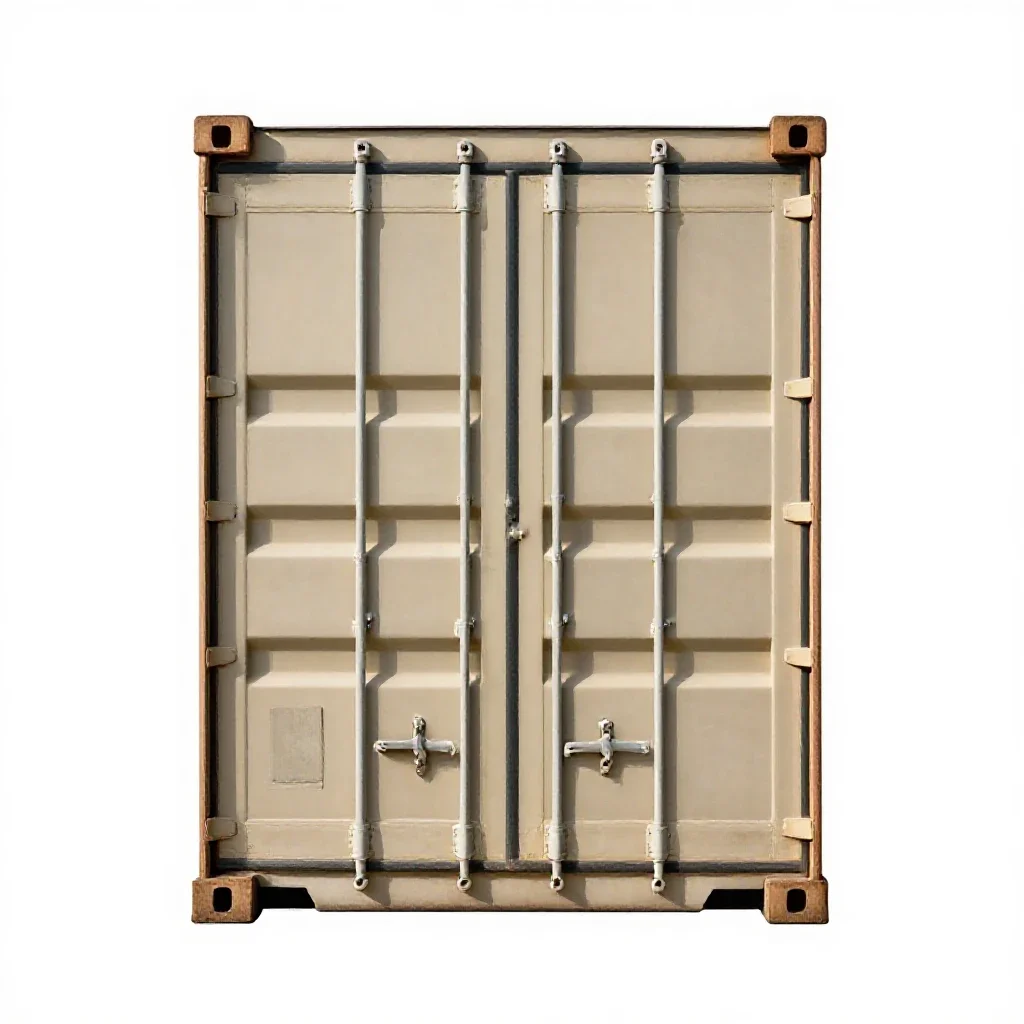 Shipping container door isolated on a white background