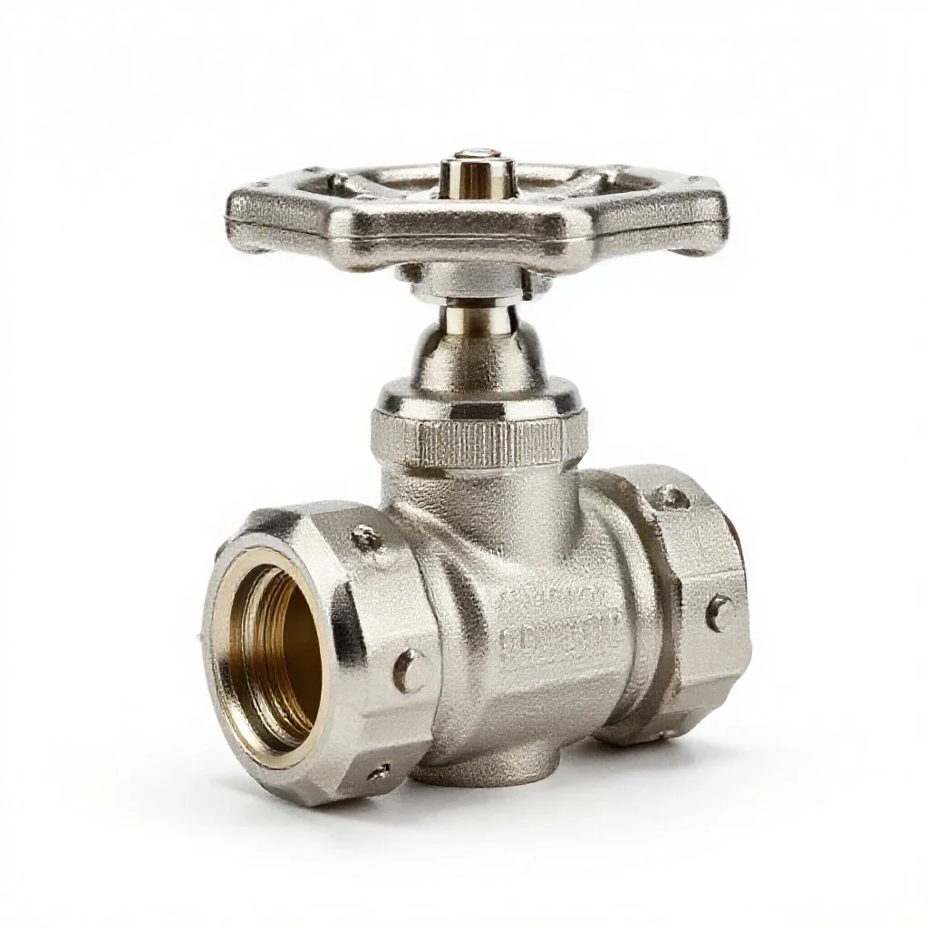 Stainless ball valve isolated on a white background