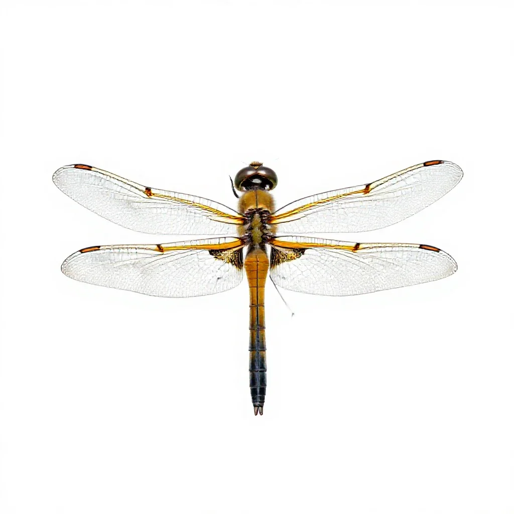 Dragonfly with veined wings isolated on a white background