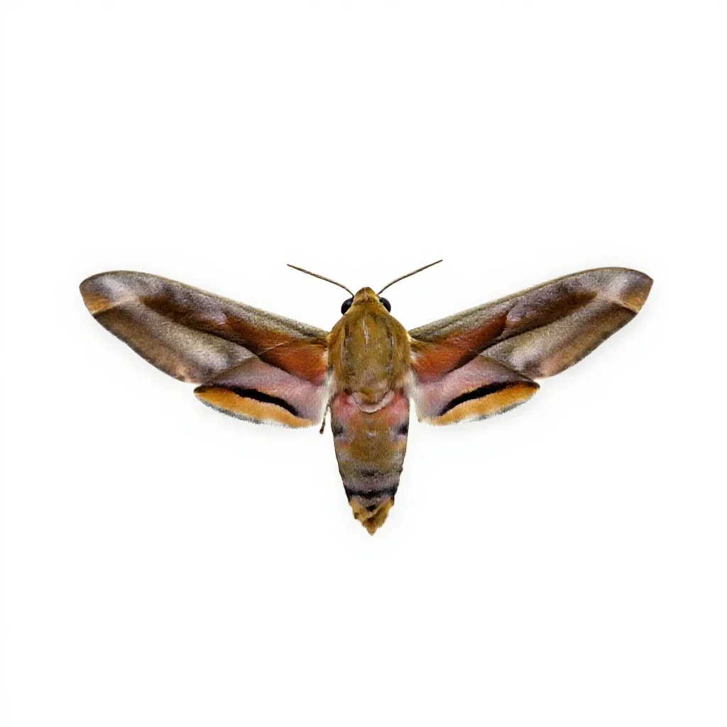 Hawk moth in flight isolated on a white background